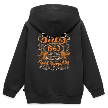 Juli 1963 Jubiläum Vintage Geschenkidee 1963 - Kinder Premium Organic Zip Hoodie - Schwarz - Hinten - AI Model Kid Male (0cm)