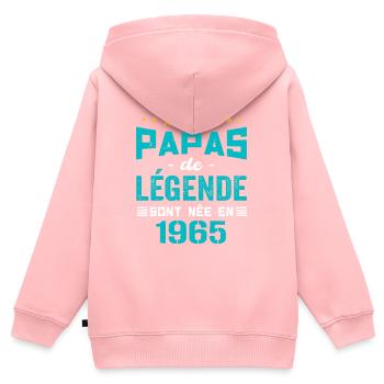 Les Papas De Légende Née En 1965 | Fête Des Pères - Sweat Premium à capuche zippé enfant bio - rose - Dos - AI Model Kid Female (0cm)