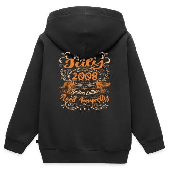Juli 2008 Jubiläums Vintage Geschenkidee 2008 - Kinder Premium Organic Zip Hoodie - Schwarz - Hinten - AI Model Kid Male (0cm)