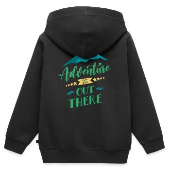 L'aventure est là, dehors - Sweat Premium à capuche zippé enfant bio - noir - Dos - AI Model Kid Male (0cm)