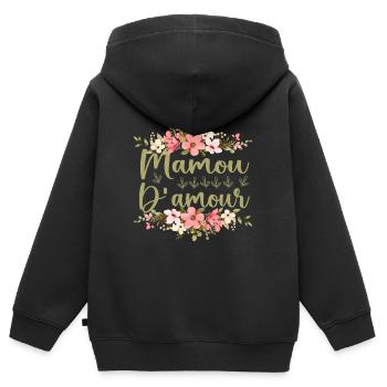 Mamou D'amour - Sweat Premium à capuche zippé enfant bio - noir - Dos - AI Model Kid Male (0cm)