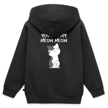 Cat Chat Miau Verliebte Paare Liebesbeweis - Kinder Premium Organic Zip Hoodie - Schwarz - Hinten - AI Model Kid Male (0cm)