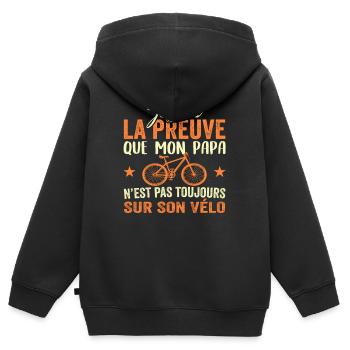 Papa cycliste cyclisme Bébé Nourrisson Naissance - Sweat Premium à capuche zippé enfant bio - noir - Dos - AI Model Kid Male (0cm)