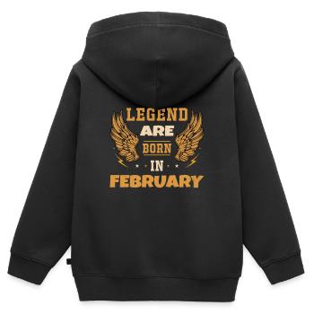 Die im Februar geborene Legende Geburtstagsgeschenk - Kinder Premium Organic Zip Hoodie - Schwarz - Hinten - AI Model Kid Male (0cm)