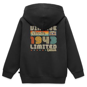 Jahrgang 1943 Geburtstagsgeschenk 1943 - Kinder Premium Organic Zip Hoodie - Schwarz - Hinten - AI Model Kid Male (0cm)