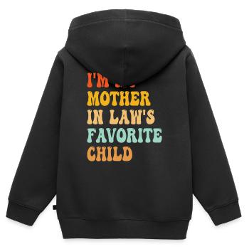 Ich bin das Lieblingskind meiner Schwiegermutter - Kinder Premium Organic Zip Hoodie - Schwarz - Hinten - AI Model Kid Male (0cm)