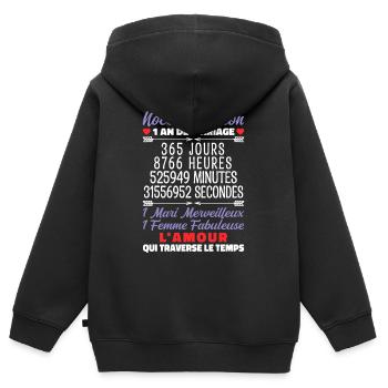 Noces de Coton - Sweat Premium à capuche zippé enfant bio - noir - Dos - AI Model Kid Male (0cm)