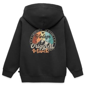 Born in March Geburtstagsgeschenk - Kinder Premium Organic Zip Hoodie - Schwarz - Hinten - AI Model Kid Male (0cm)