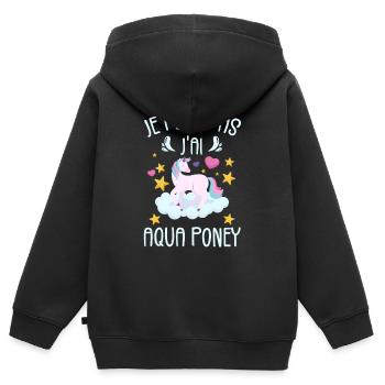Je Peux Pas J'ai Aqua Poney - Sweat Premium à capuche zippé enfant bio - noir - Dos - AI Model Kid Male (0cm)