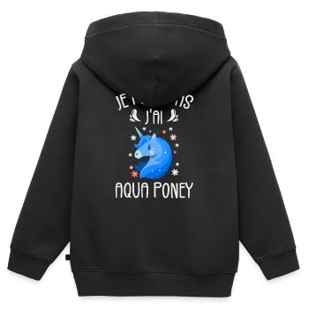 Je Peux Pas J'ai Aqua Poney - Sweat Premium à capuche zippé enfant bio - noir - Dos - AI Model Kid Male (0cm)