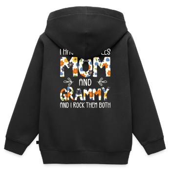 Ich habe zwei Titel, Mutter und Grammy - Kinder Premium Organic Zip Hoodie - Schwarz - Hinten - AI Model Kid Male (0cm)