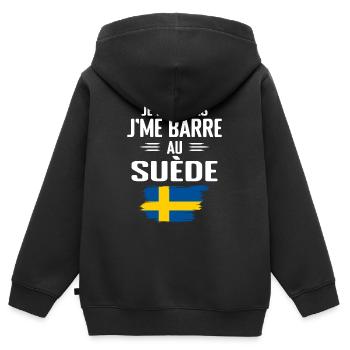 Ich kann nicht in Schweden bar sein - Kinder Premium Organic Zip Hoodie - Schwarz - Hinten - AI Model Kid Male (0cm)
