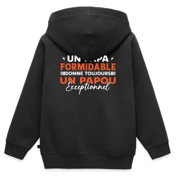 A Formidable Dad Makes an Exceptional Papuan - Kids Premium Organic Zip-up Hoodie - black - Back - AI Model Kid Male (0cm)