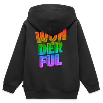 Wonderful | Strahle mit positiver LGBTQ Energie - Kinder Premium Organic Zip Hoodie - Schwarz - Hinten - AI Model Kid Male (0cm)
