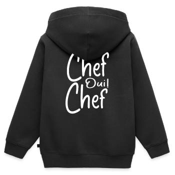 Chef Oui Chef - Humour Chef - Sweat Premium à capuche zippé enfant bio - noir - Dos - AI Model Kid Male (0cm)