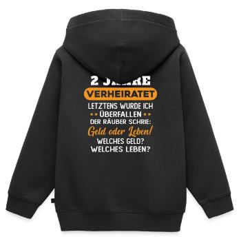 2 Jahre verheiratet zynisch 2 Hochzeitstag - Kinder Premium Organic Zip Hoodie - Schwarz - Hinten - AI Model Kid Male (0cm)