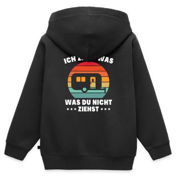 Ich ziehe was was du nicht ziehst Wohnwagen Camper - Kinder Premium Organic Zip Hoodie - Schwarz - Hinten - AI Model Kid Male (0cm)