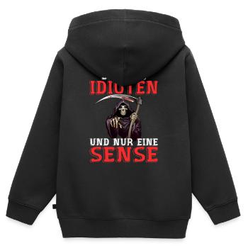 So Viele Idioten Und Nur Eine Sense - Sweat Premium à capuche zippé enfant bio - noir - Dos - AI Model Kid Male (0cm)
