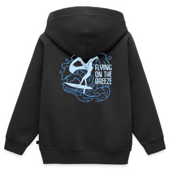 Flying on the Breeze Hydrofoil Wingfoil Wingfoilin - Kinder Premium Organic Zip Hoodie - Schwarz - Hinten - AI Model Kid Male (0cm)