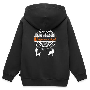 Jäger-Waidmannsheil-Jagen ist Naturschutz - Kinder Premium Organic Zip Hoodie - Schwarz - Hinten - AI Model Kid Male (0cm)