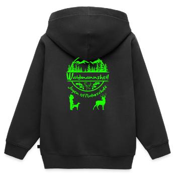 Jäger-Waidmannsheil-Jagen ist Naturschutz - Kinder Premium Organic Zip Hoodie - Schwarz - Hinten - AI Model Kid Male (0cm)