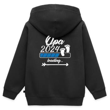 Opa in 2024 bitte warten - Kinder Premium Organic Zip Hoodie - Schwarz - Hinten - AI Model Kid Male (0cm)