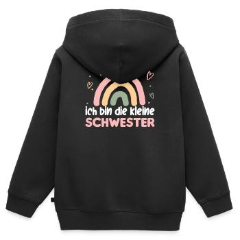 Große Schwester Regenbogen Süßes Geschwister 2024 - Kinder Premium Organic Zip Hoodie - Schwarz - Hinten - AI Model Kid Male (0cm)