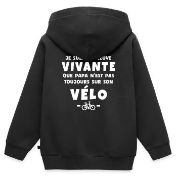 Preuve vivante : papa n'est pas que cycliste - Sweat Premium à capuche zippé enfant bio - noir - Dos - AI Model Kid Male (0cm)