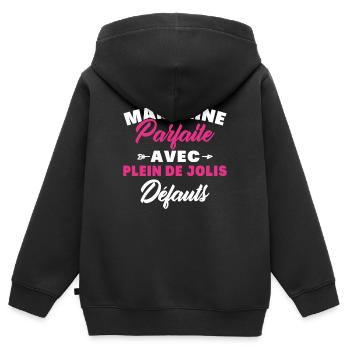 Marraine parfaite avec plein de jolis défauts - Sweat Premium à capuche zippé enfant bio - noir - Dos - AI Model Kid Male (0cm)