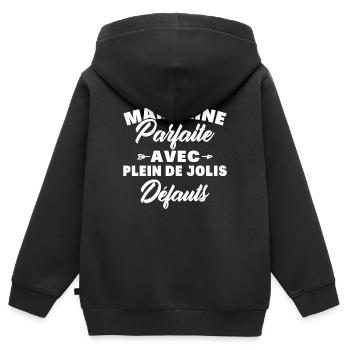 Marraine parfaite avec plein de jolis défauts - Sweat Premium à capuche zippé enfant bio - noir - Dos - AI Model Kid Male (0cm)