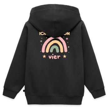 Regenbogen vierter Geburtstag ich bin schon vier - Kinder Premium Organic Zip Hoodie - Schwarz - Hinten - AI Model Kid Male (0cm)
