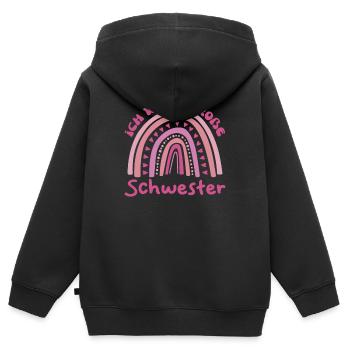 Große Schwester Regenbogen Süßes Geschwister 2024 - Kinder Premium Organic Zip Hoodie - Schwarz - Hinten - AI Model Kid Male (0cm)