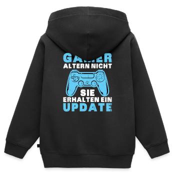 Gamer Altern Nicht Sie Erhalten Ein Update Zocker - Kinder Premium Organic Zip Hoodie - Schwarz - Hinten - AI Model Kid Male (0cm)
