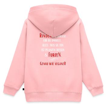 Anti Vegan- Rinder sind schlecht für die Umwelt... - Kinder Premium Organic Zip Hoodie - Rosa - Hinten - AI Model Kid Female (0cm)