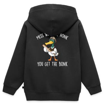 Mess With The Honk You Get The Bonk - Sweat Premium à capuche zippé enfant bio - noir - Dos - AI Model Kid Male (0cm)