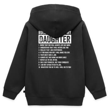Regeln für die Verabredung mit meiner Tochter - Dating - Kinder Premium Organic Zip Hoodie - Schwarz - Hinten - AI Model Kid Male (0cm)