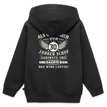 30. Geburtstag Als gott mich vor 30 jahren schuf - Kinder Premium Organic Zip Hoodie - Schwarz - Hinten - AI Model Kid Male (0cm)