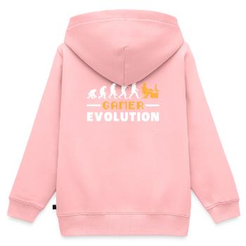Gamer Evolution Vintage Cadeau - Sweat Premium à capuche zippé enfant bio - rose - Dos - AI Model Kid Female (0cm)