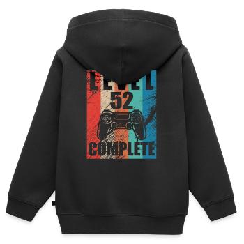 Level 52 abgeschlossen - Kinder Premium Organic Zip Hoodie - Schwarz - Hinten - AI Model Kid Male (0cm)
