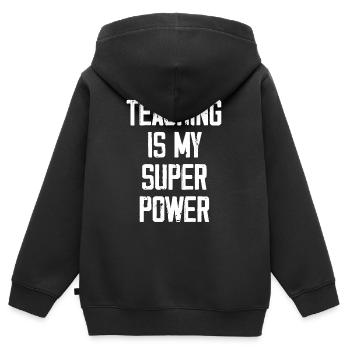 Unterrichten ist meine Superkraft - Lustig - Kinder Premium Organic Zip Hoodie - Schwarz - Hinten - AI Model Kid Male (0cm)