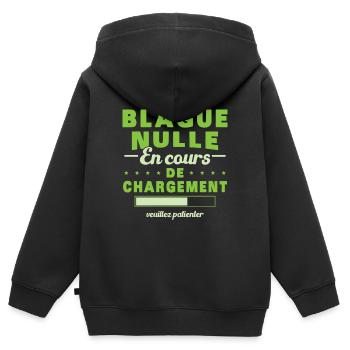Blague nulle en cours de chargement connerie - Sweat Premium à capuche zippé enfant bio - noir - Dos - AI Model Kid Male (0cm)