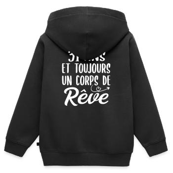 31 ans et toujours un corps de rêve - Cadeau 31ans - Sweat Premium à capuche zippé enfant bio - noir - Dos - AI Model Kid Male (0cm)
