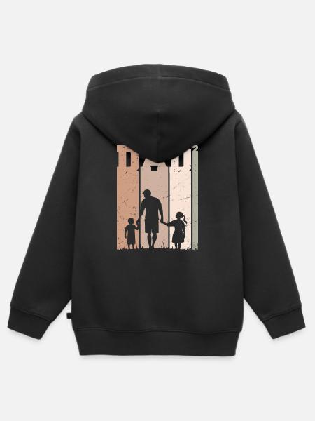 Papa Chemise Deux Fils Père De Deux Cadeaux - Premium børne zip-hættetrøje økologisk - sort