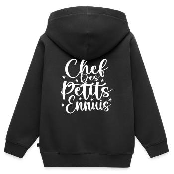 CPE : Chef des Petits Ennuis - Sweat Premium à capuche zippé enfant bio - noir - Dos - AI Model Kid Male (0cm)