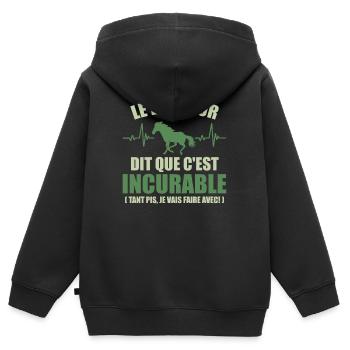 Cheval - c'est incurable - Sweat Premium à capuche zippé enfant bio - noir - Dos - AI Model Kid Male (0cm)