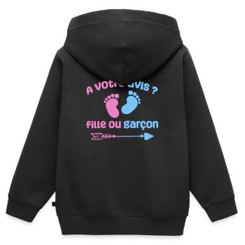 A votre avis fille ou garçon - Sweat Premium à capuche zippé enfant bio - noir - Dos - AI Model Kid Male (0cm)
