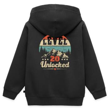 Level 20 freigeschaltet - Kinder Premium Organic Zip Hoodie - Schwarz - Hinten - AI Model Kid Male (0cm)