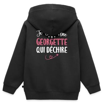 Je Suis Une Georgette Qui Déchire - Sweat Premium à capuche zippé enfant bio - noir - Dos - AI Model Kid Male (0cm)