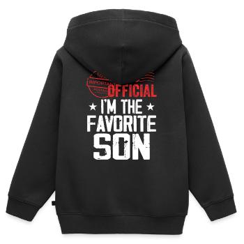 Es ist offiziell: Im Der Lieblingssohn - Kinder Premium Organic Zip Hoodie - Schwarz - Hinten - AI Model Kid Male (0cm)
