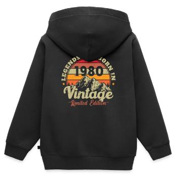 Vintage Retro Geburtstagsgeschenk aus den 1980er Jahren - Kinder Premium Organic Zip Hoodie - Schwarz - Hinten - AI Model Kid Male (0cm)